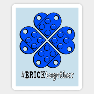 Brick Together Heart Flower - Blue Magnet